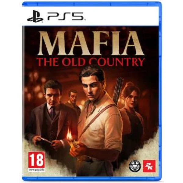 Copertina del gioco Mafia The Old Country per PS5 con personaggi in stile gangster e atmosfera cupa