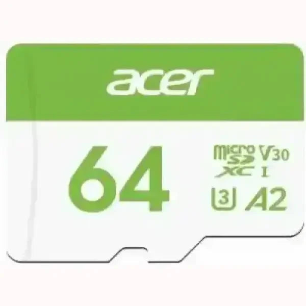 Scheda microSD 64GB Acer microSDXC V30 U3 A2 ad alte prestazioni per smartphone fotocamere e action cam