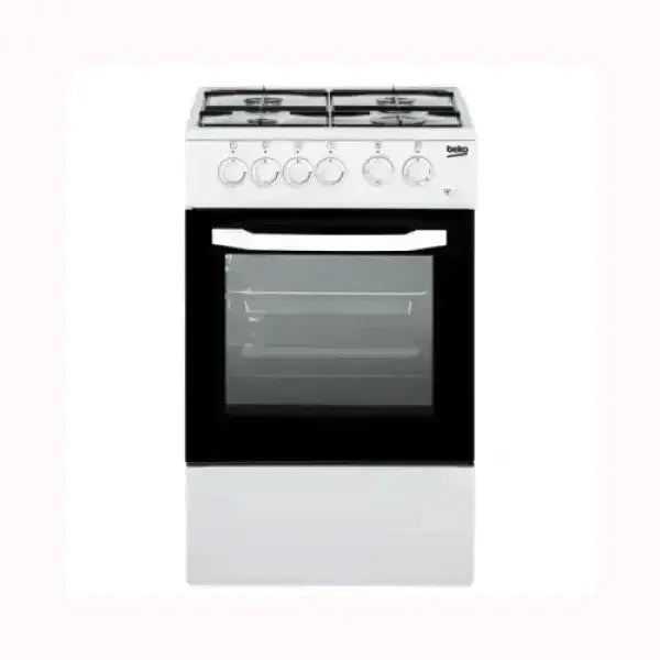 Cucina BEKO bianca con forno e piano cottura a gas a quattro fuochi