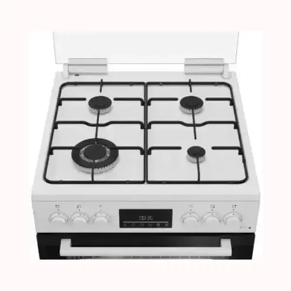 Cucina BEKO bianca con quattro fuochi a gas e forno integrato elegante e funzionale