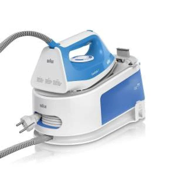 Braun Ferro Da Stiro con base generatore di vapore blu e bianco per stiratura efficiente