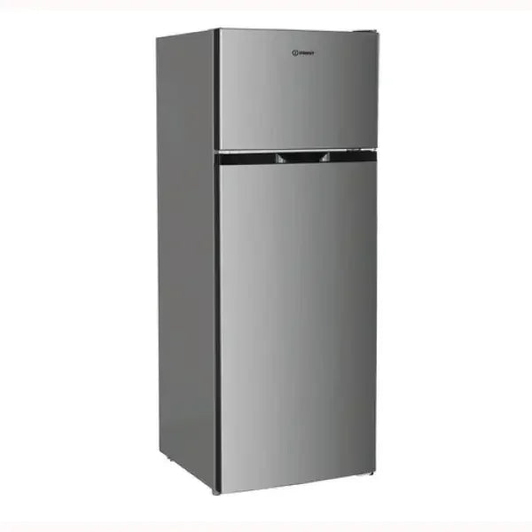 Frigorifero INDESIT a due porte con congelatore superiore finitura acciaio inox argento