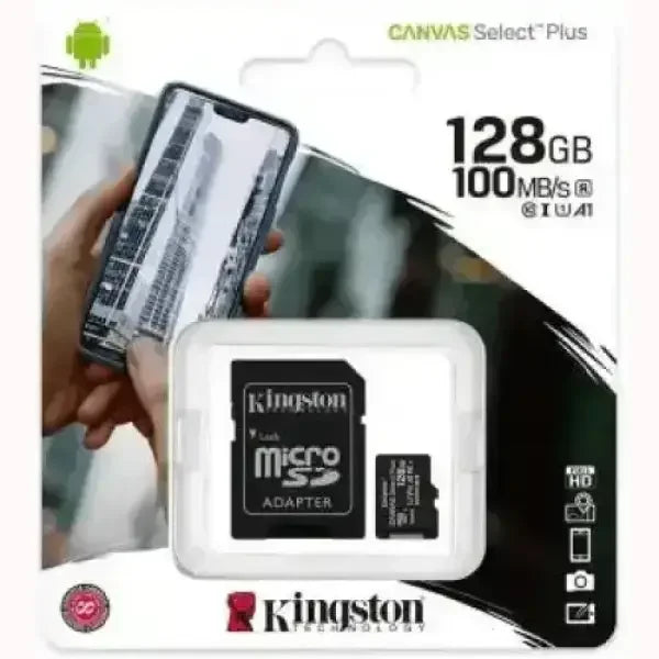 Kingston scheda microSD 128GB Canvas Select Plus con adattatore e velocita 100MBs per smartphone e fotocamere
