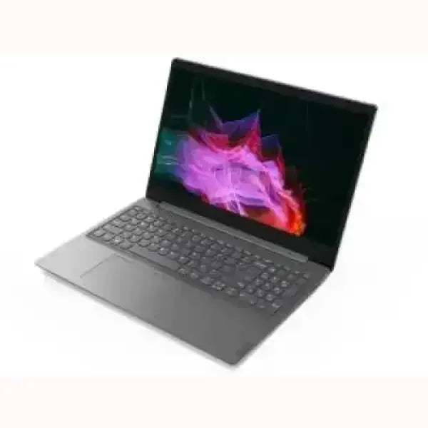 Notebook Lenovo grigio con schermo acceso e tastiera completa in design moderno