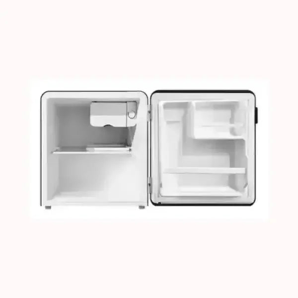 Frigorifero MIDEA compatto bianco con porta aperta e ripiani interni visibili