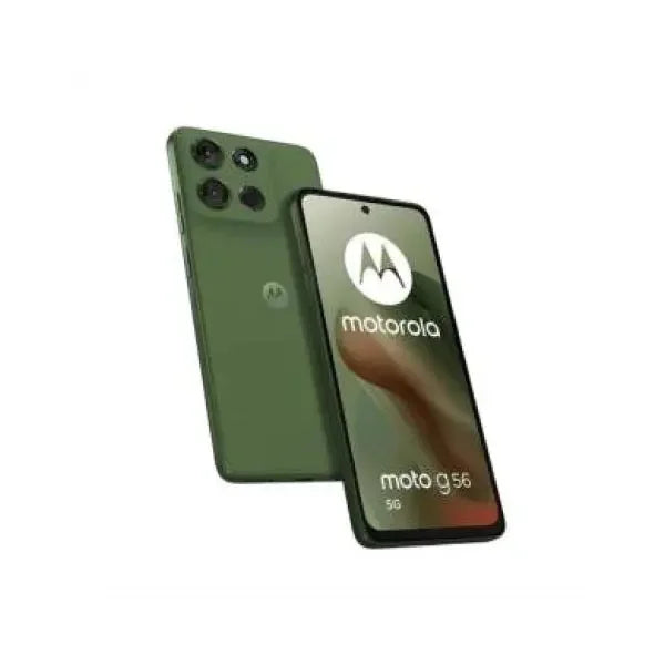 Smartphone Motorola Moto G56 5G verde con display chiaro e fotocamere posteriori