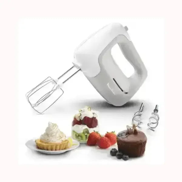 Frullatore elettrico MOULINEX bianco con accessori per montare e dolci assortiti