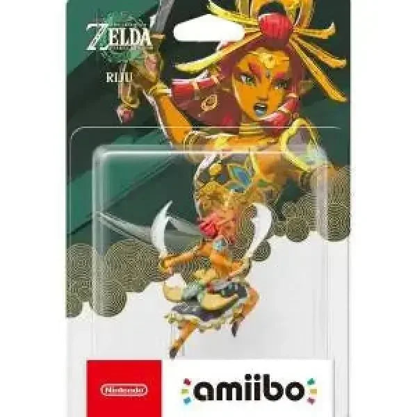 Amiibo Riju da Nintendo con illustrazione vibrante e base trasparente per giochi interattivi