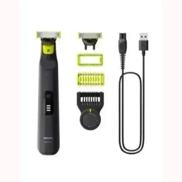 Rasoio elettrico Philips con accessori e cavo USB per la ricarica compatto e versatile