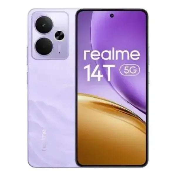 Smartphone Realme 14T in lavanda con display da 6.4 pollici e connettività 5G