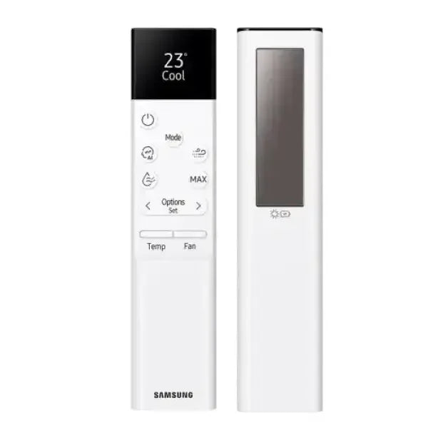 Telecomando bianco per samsung condizionatore 9000 windfree avant con display e pulsanti funzione