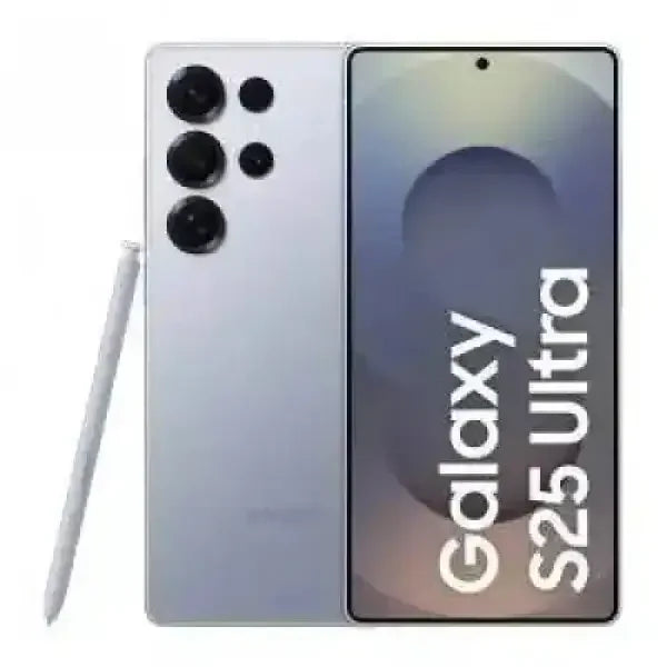 Smartphone Samsung S25 Ultra grigio con fotocamere posteriori multiple e penna stilizzata inclusa