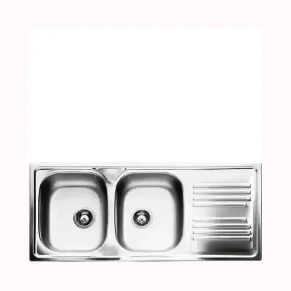 Lavello da cucina doppia vasca in acciaio inox SMEG con superficie per asciugatura