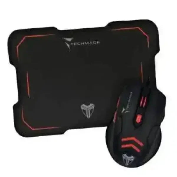 Techmade Kit Mouse USB + Tappetino Gaming Rosso Accessori informatica
