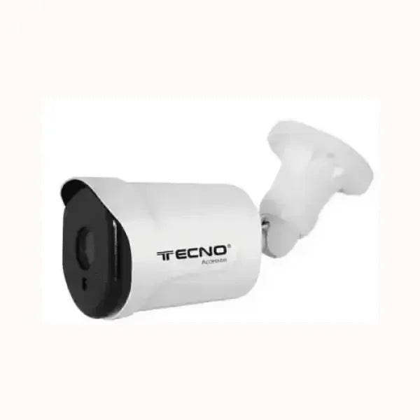 Telecamera di sicurezza bianca TECNO per esterni con design compatto e montaggio a parete