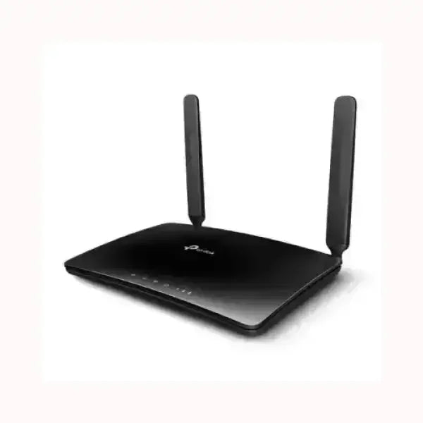 Router wireless nero TPLink con due antenne esterne per connessione internet stabile e veloce