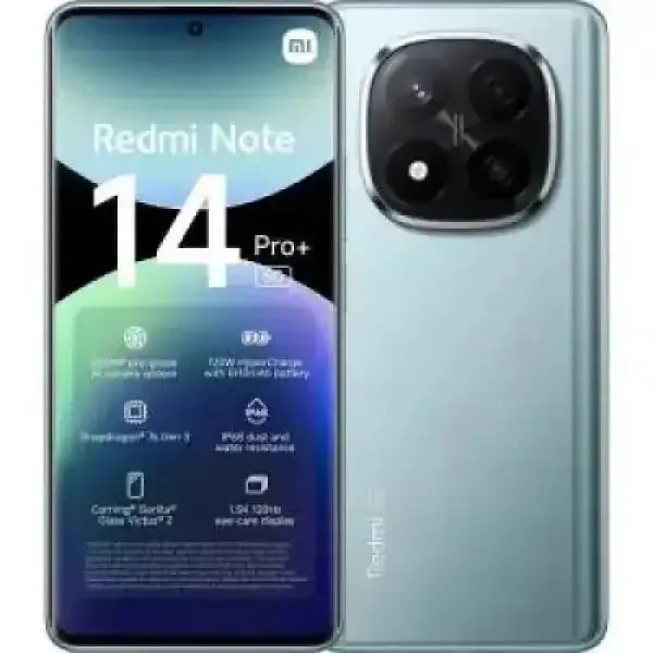 Smartphone Xiaomi Redmi Note 14 Pro Plus in colore argento con tripla fotocamera posteriore
