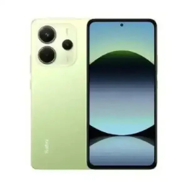 Smartphone Xiaomi verde con doppia fotocamera posteriore e schermo ampio senza bordi