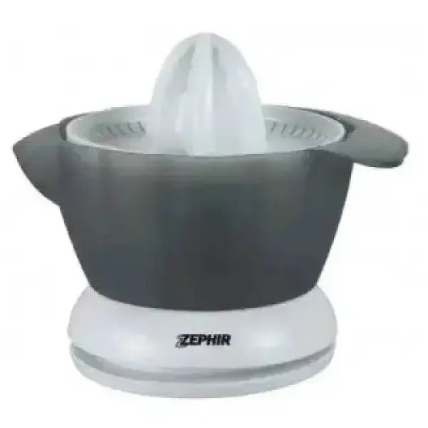 Spremiagrumi ZEPHIR elettrico con ciotola grigia e base bianca per spremere agrumi