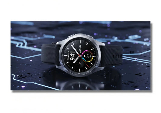 Galaxy Watch 4 Classic con display moderno su sfondo futuristico e tecnologico