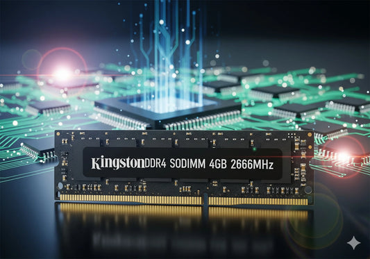 Modulo di memoria Kingston DDR4 SODIMM da 4GB a 2666MHz su circuito stampato moderno