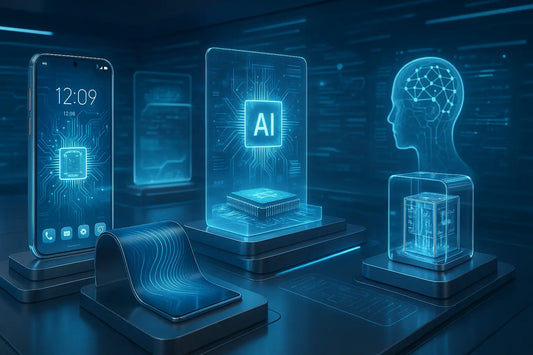 Rappresentazione di innovazioni nel mondo della tecnologia con dispositivi e intelligenza artificiale