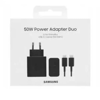 Adattatore di alimentazione Samsung 50W Duo con cavi USB-C per ricarica veloce ed efficiente