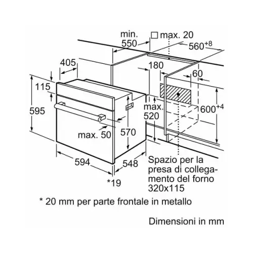 BOSCH FORNO INCASSO MULTIFUNZIONE VENTILATO DISPLAY 60CM NERO HBF133BA0 - TecnoRoyal