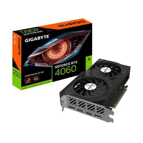 GIGABYTE VGA RTX45060 WINDFORCE8GB HDMI/DP GDDR6 GV-N4060WF2OC-8GD - TecnoRoyal