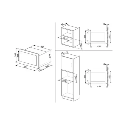 SMEG FORNO MICROONDE INCASSO 19LT 1000W 60CM GRILL INOX SATIN. FMI017X - TecnoRoyal