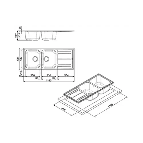 SMEG LAVELLO REVERSIBILE DUE VASCHE E GOCCIOLATOIO BIANCO LZ116B - TecnoRoyal