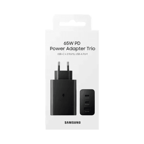 Samsung Caricatore 65W Trio EP-T6530 FC USB-C+USB-A Black - TecnoRoyal