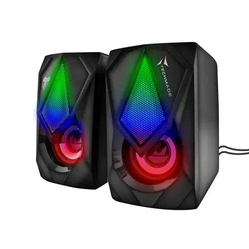 TECHMADE SPEAKER GAMING 2.0 3W USB LED LIGHT ROSSO/BLU/VERDE - TecnoRoyal