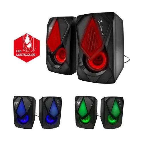 TECHMADE SPEAKER GAMING 2.0 3W USB LED LIGHT ROSSO/BLU/VERDE - TecnoRoyal