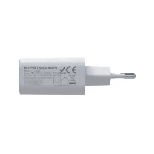 TECNO ALIMENTATORE CARICA RAPIDA TYPE USB 18W 3A BIANCO TC-881 - TecnoRoyal