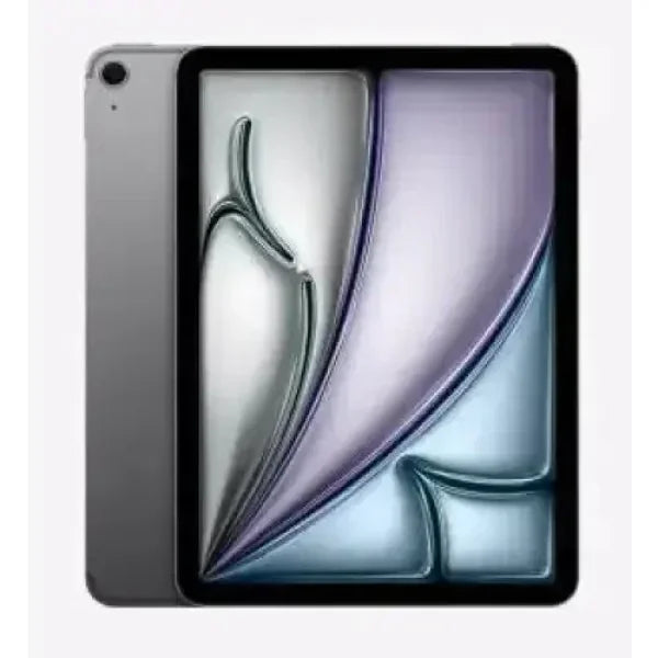 Apple iPad Air grigio siderale vista frontale schermo bordo sottile e vista posteriore con fotocamera singola