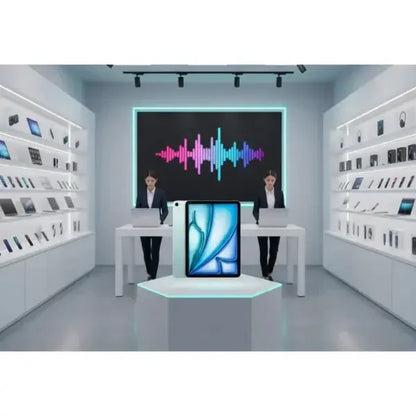 Apple iPad Air esposto in un negozio moderno con dispositivi elettronici sullo sfondo