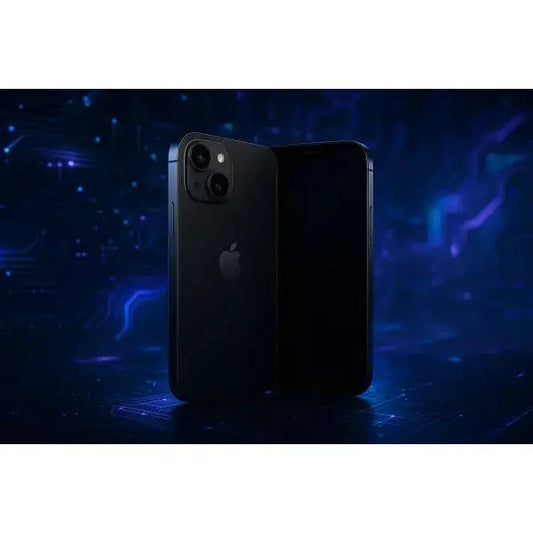 Smartphone Apple in nero con design elegante e retro luminoso