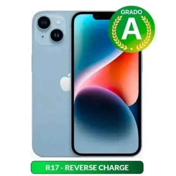 Apple iPhone 14 in blu, retro con doppia fotocamera e display luminoso