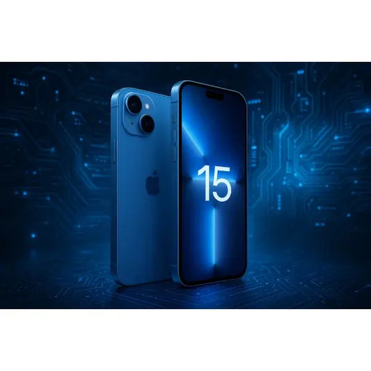 Apple iPhone 15 Plus 512GB 6.7 Blue ITA MU1P3QL/A con sfondo elettronico