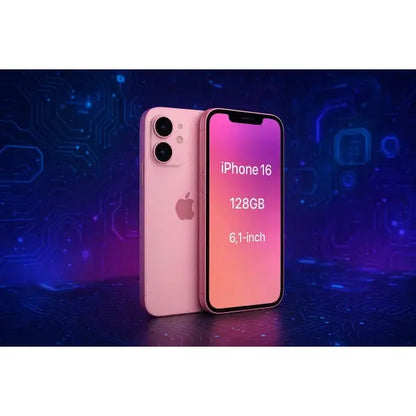 Apple iPhone 16 128GB 6.1 Pink MYEA3HN/A con sfondo elettronico e tecnologico