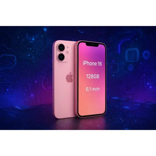 Apple iPhone 16 128GB 6.1 Pink MYEA3HN/A con sfondo elettronico e tecnologico