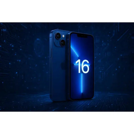 Apple iPhone 16 128GB 6.1" Ultramarine MYEC3HN/A con sfondo elettronico e tecnologico