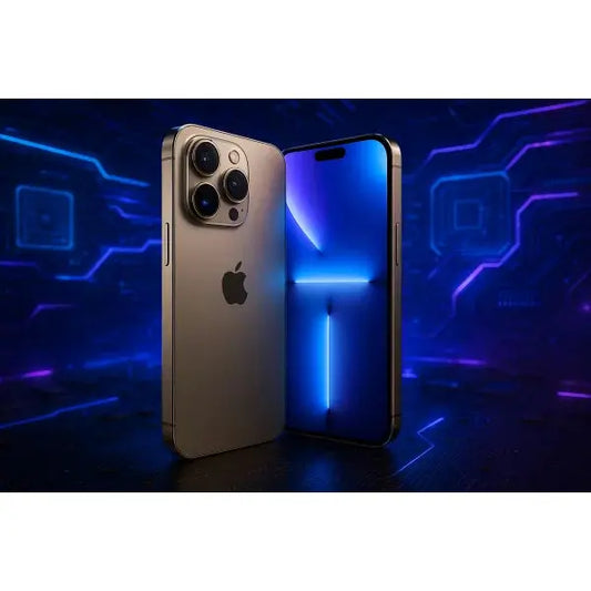 Apple iPhone 16 Pro Max 1TB 6.9 Desert Titanium ITA MYX63QL/A con sfondo elettronico e tecnologico