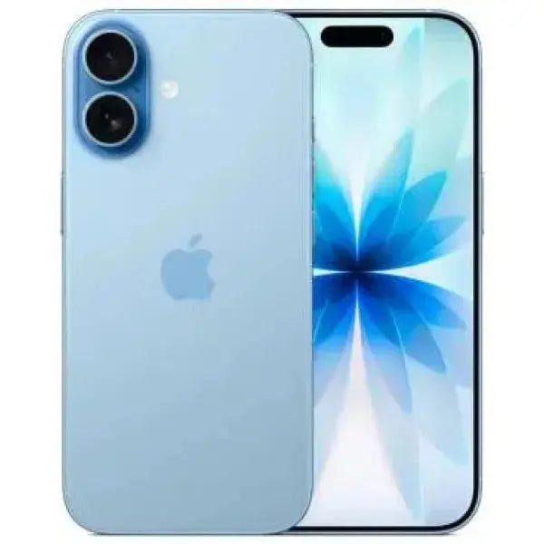 Apple iPhone 17 in blu con schermo frontale brillante e fotocamera posteriore duale