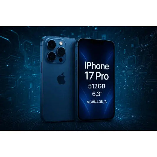 Apple iPhone 17 Pro 512GB 6,3 Deep Blue MG8N4QN/A con sfondo elettronico e tecnologico