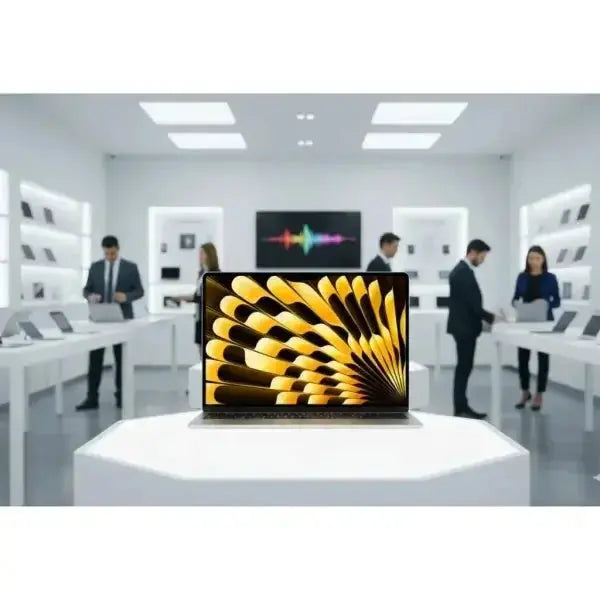 Apple MacBook Air con display luminoso in un ambiente di vendita elegante