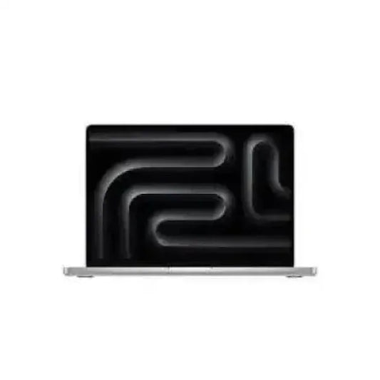 Notebook Apple MacBook argento con schermo scuro e grafica astratta design sottile e portatile