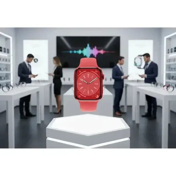 Apple Smartwatch Rosso con quadrante brillante e cinturino in silicone, ideale per uno stile di vita attivo