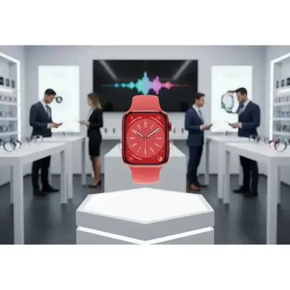 Apple Smartwatch Rosso con quadrante brillante e cinturino in silicone, ideale per uno stile di vita attivo